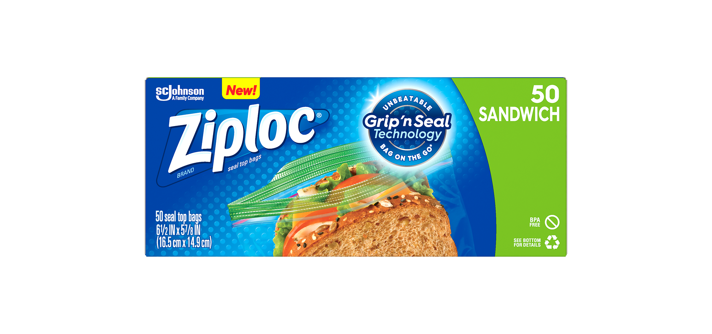 Grip n seal sandwich bag