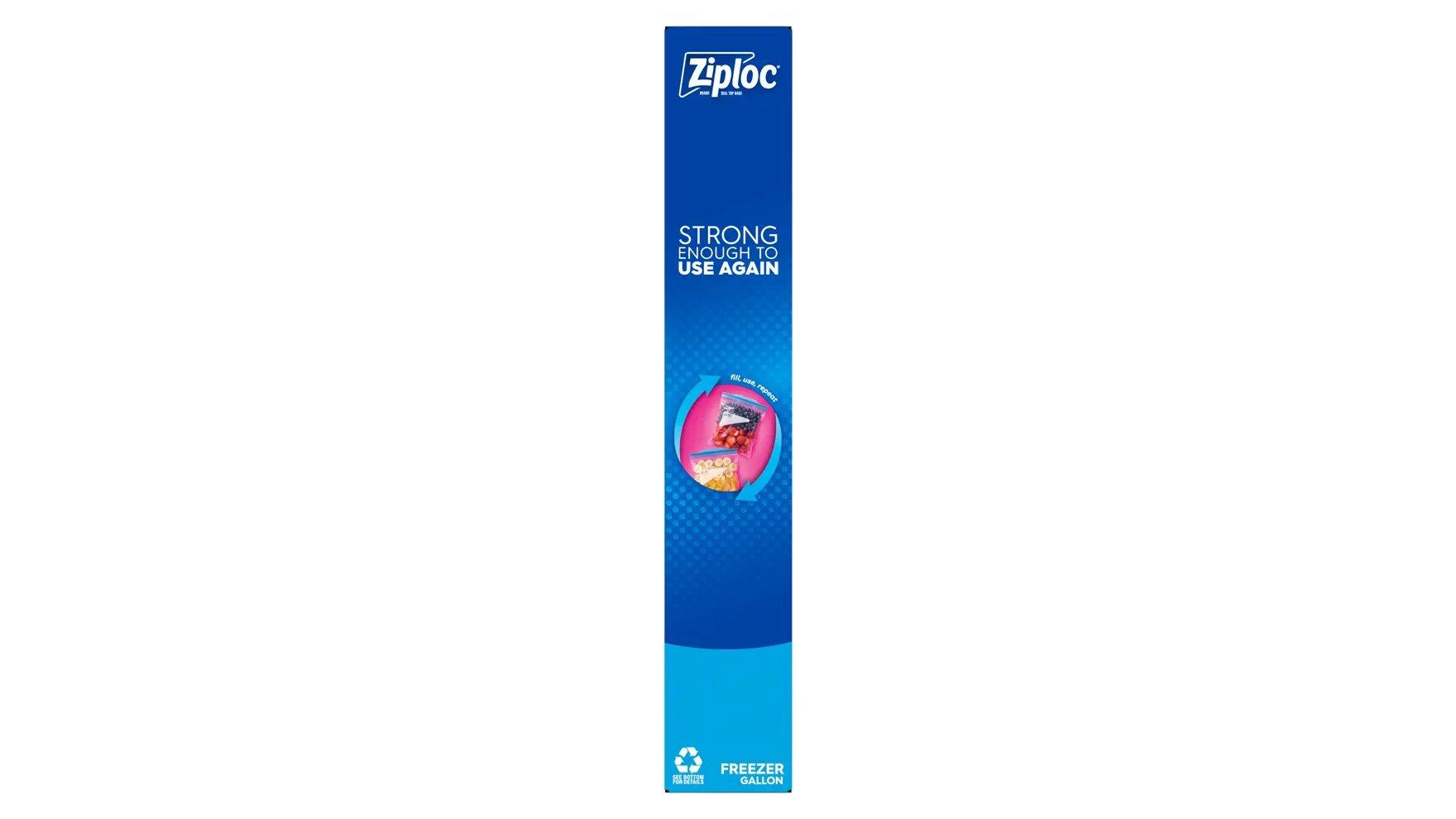 Side of a box of Ziploc® Freezer Large Bags